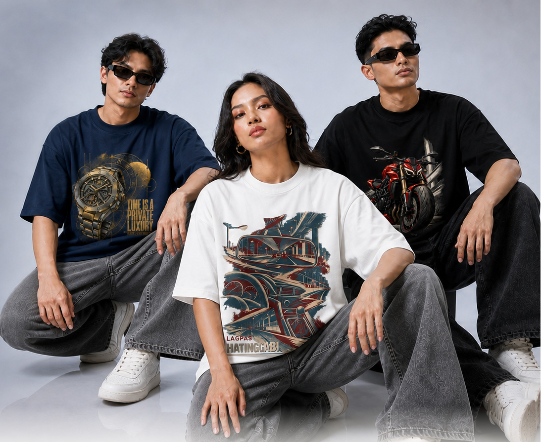 Kleiiya Buhay Pinoy tees worn by three models, mobile crop