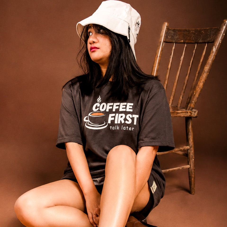 Coffee First, Talk Later Oversized Tee - 100% Premium Cotton