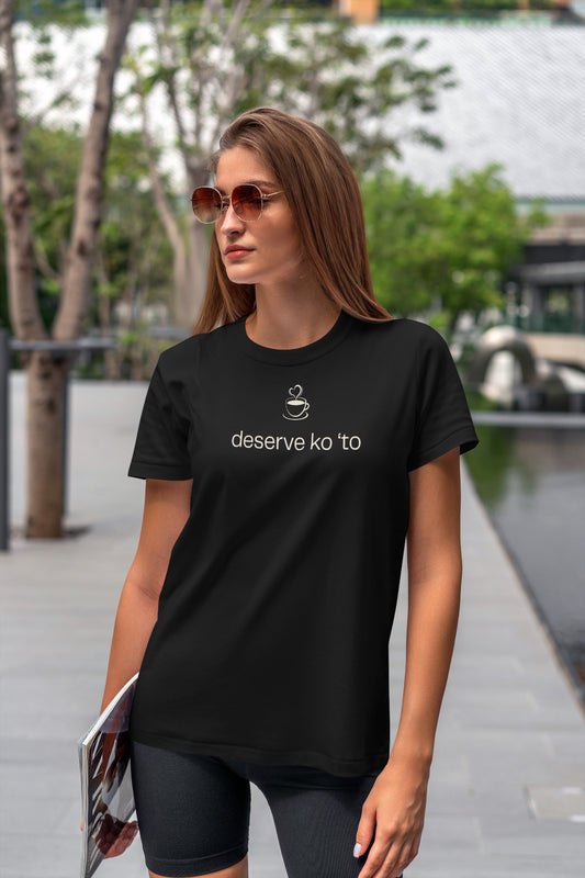 Deserve Ko ’To Coffee-Inspired Tee – Minimal Black Statement Shirt